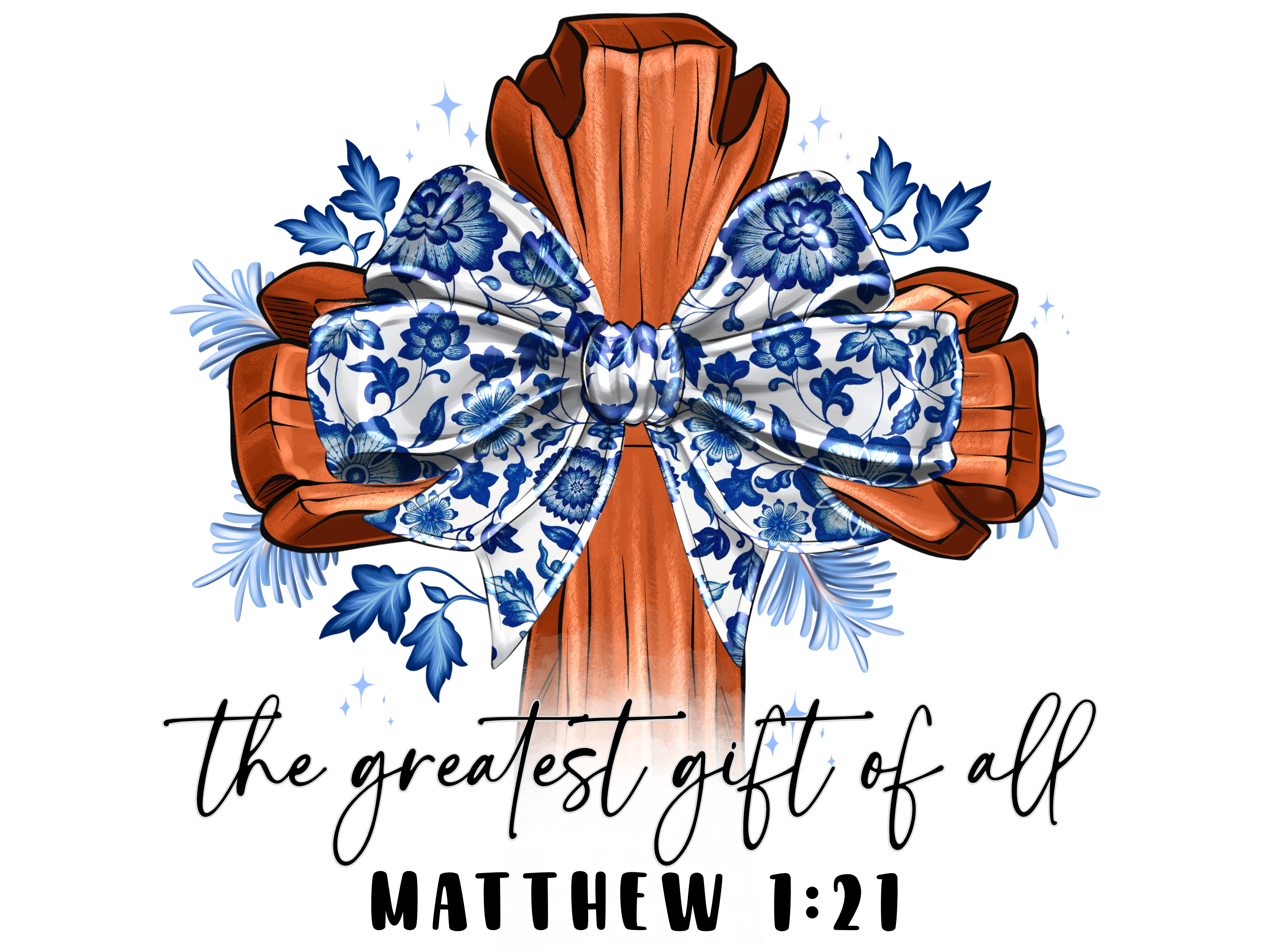 Matthew 1:21 Blue Bow Ready To Press