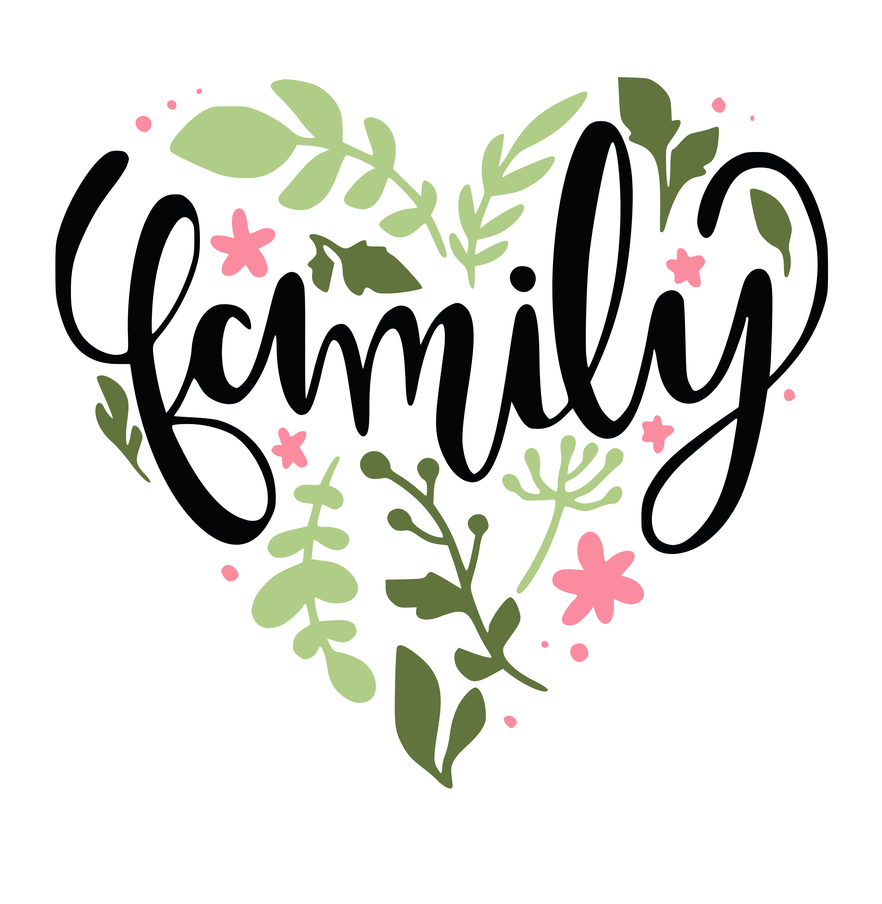 Family Heart Flower Ready To Press